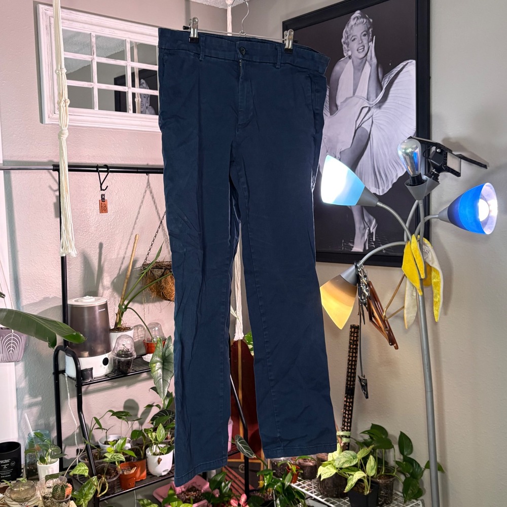 Banana Republic Chino Pants Mens 34x32 Navy Blue Excellent Straight Leg Stretch
